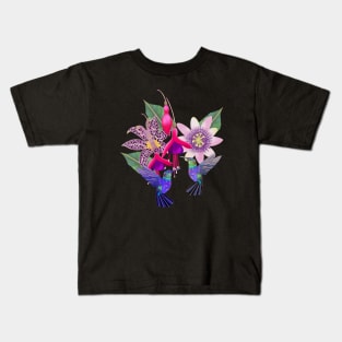 Hummingbird floral paradise Kids T-Shirt